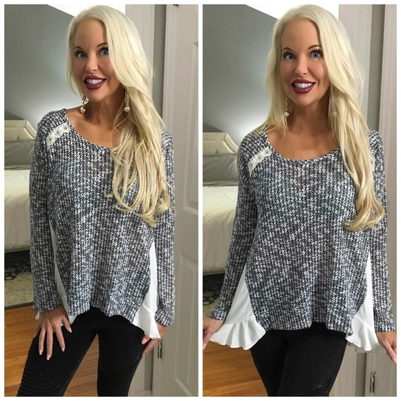 Tops - LAST 1! ❤️Navy Contrast Hi Lo Knit Tunic!